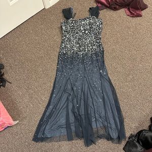 Adrianna Papell Navy Sequin Midi Dress